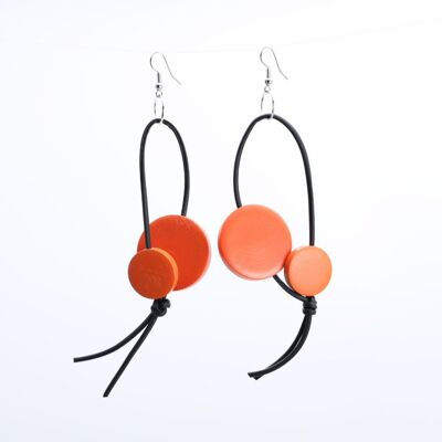 Leatherette Coin Earrings - Orange