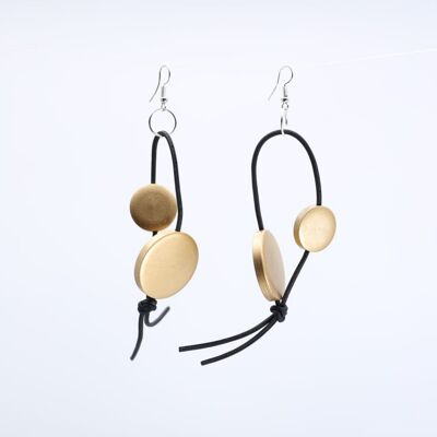 Leatherette Coin Earrings - Gold