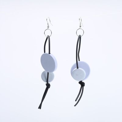 Boucles d'Oreilles en Similicuir - Gris Lilas