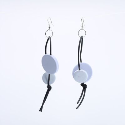 Leatherette Coin Earrings - Lilac Grey