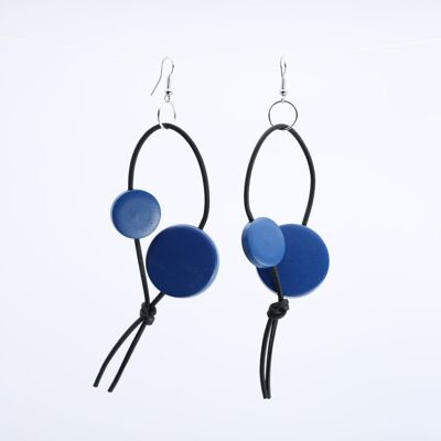 Pendientes Coin en polipiel - Pantone Classic Blue