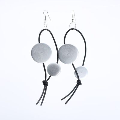 Leatherette Coin Earrings - Silver