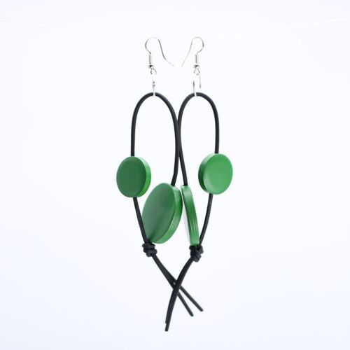 Leatherette Coin Earrings - Spring Green