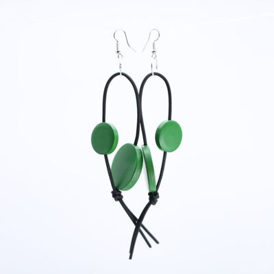 Boucles d'Oreilles en Similicuir - Vert Printemps