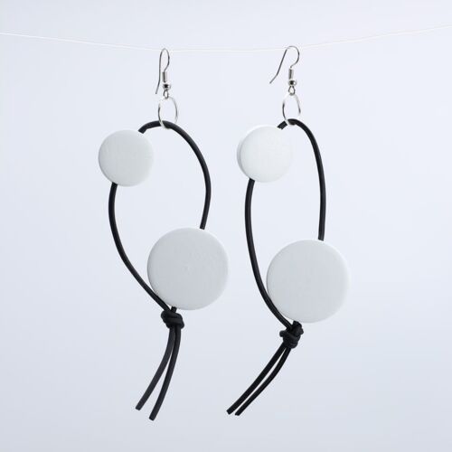 Leatherette Coin Earrings - White