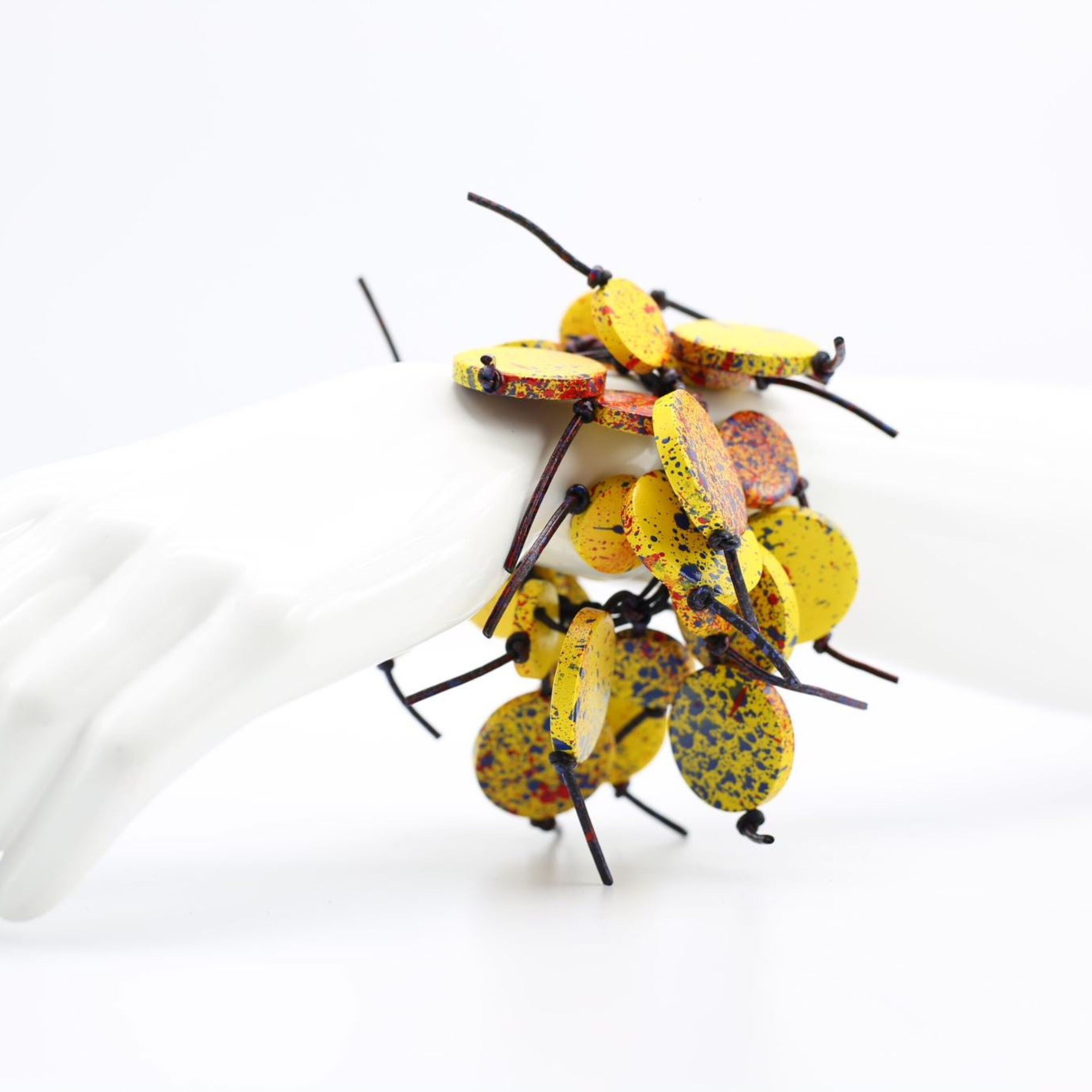 Coin Tree Bracelet - Hand painted Yellow Graffiti