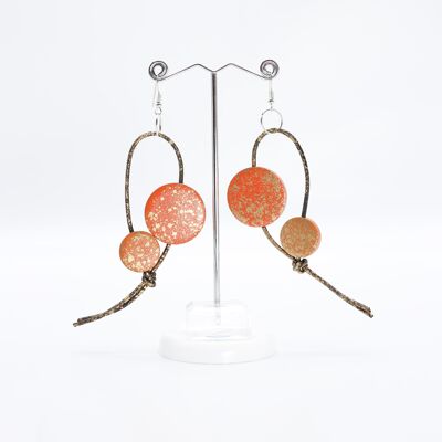 Coin on Leatherette Boucles d'oreilles - Peint à la main Orange/Or