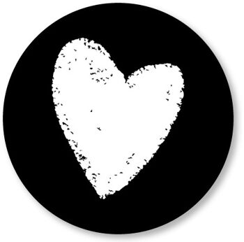 Coeur blanc noir 15cm