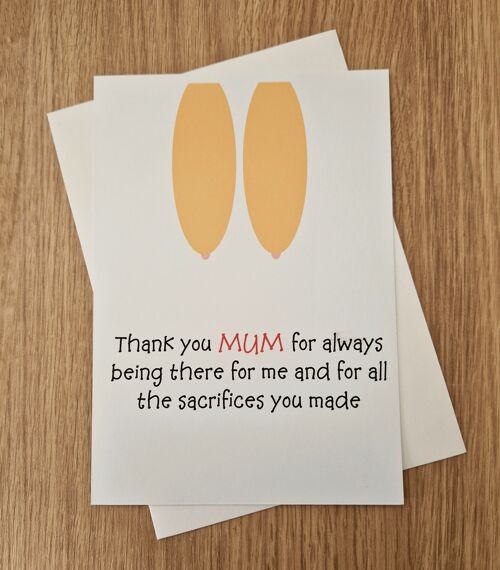 Funny Rude Mother's Day Card - Thanks for the sacrifices you made