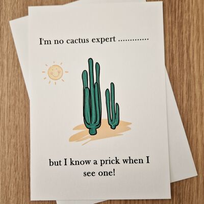 Funny Birthday Greetings Card/General Occasion Card - I'm no cactus expert