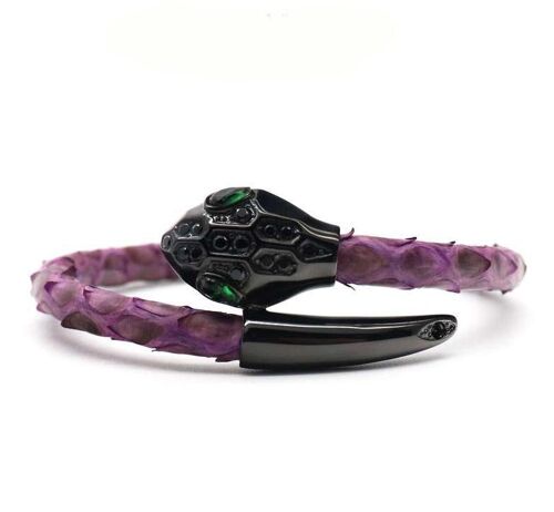 Snake Head Purple Python Leather Bracelet