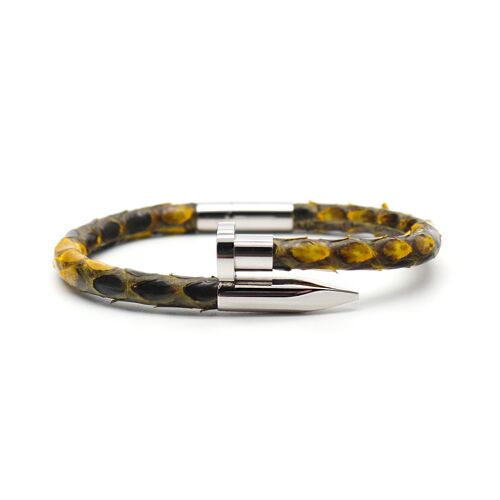 Nail Head Yellow Python Leather Bracelet