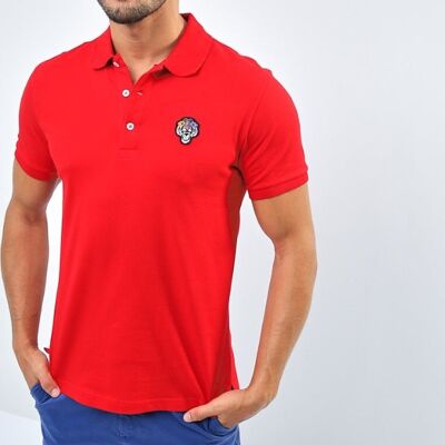Sin Miedo Slim Fit Herren-Poloshirt aus elastischem Petit Piqué – Rot