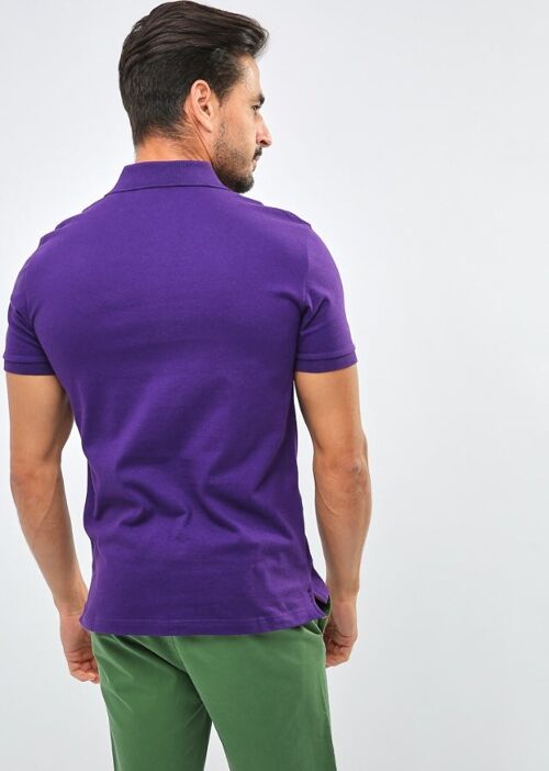 Sin Miedo Men's Slim fit Polo Shirt in stretch petit piqué - Purple