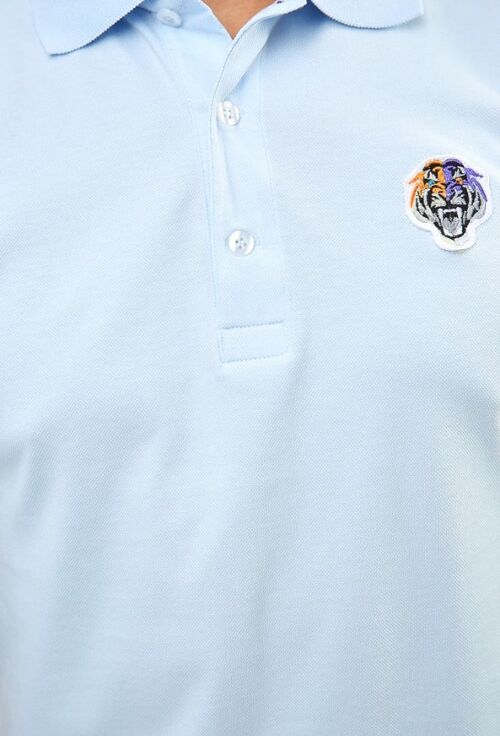 Sin Miedo Men's Slim fit Polo Shirt in stretch petit piqué - Light Blue