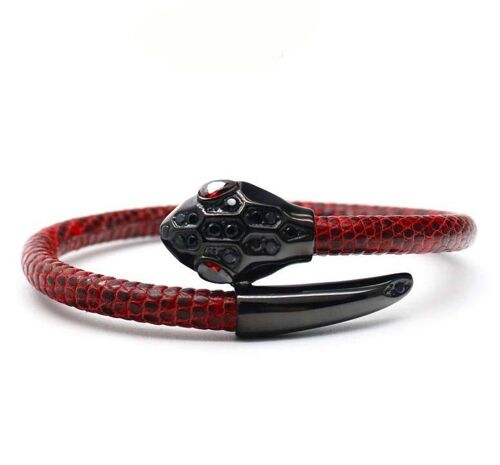 Snake Head Red Lizard Leather Bracelet