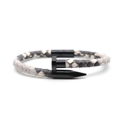 Nail Head Natural Python Leather Bracelet