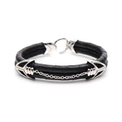 Ancora in argento sterling 935 con bracciale in pitone nero genovese.