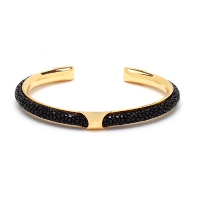 Bracciale rigido in oro 316L SS in razza nera