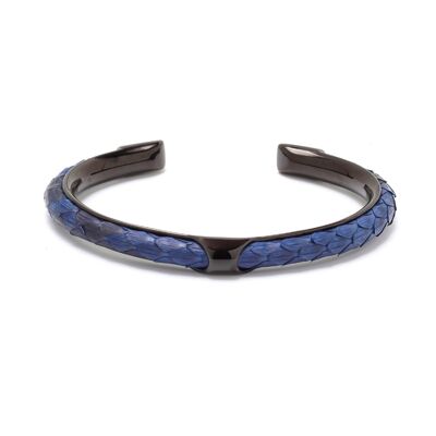 Bracciale in acciaio inox 316L nero pitone blu
