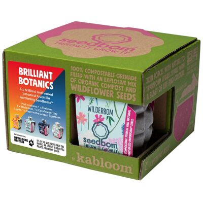 Brilliant Botanics 4 Pk Seedbom Set de regalo - Paquete de 8