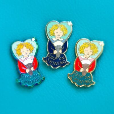 Keep On Shining Enamel Pin, Paillettes plaquées arc-en-ciel