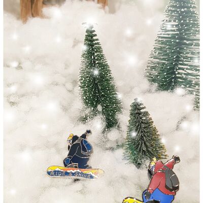 Snowboarder Ride & Shine Pin esmaltado, juego de 2 pines