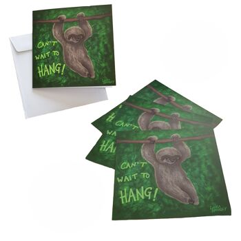 J'ai hâte d'accrocher des cartes postales Sloth Lockdown, lot de 3 1