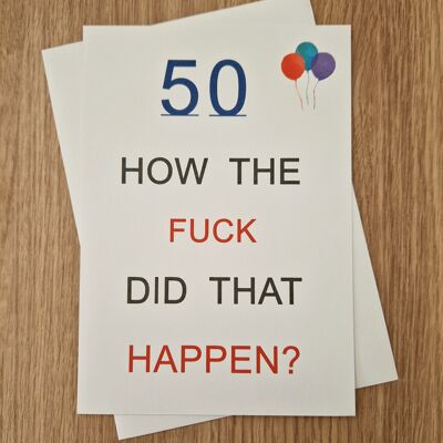 Funny Sweary 50.a tarjeta de cumpleaños/50.a tarjeta de cumpleaños