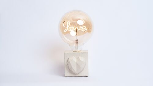 LAMPE LOVE - Béton coloré Beige - Ampoule Love