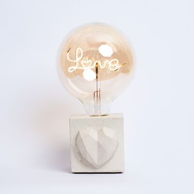 LAMPE LOVE - Béton coloré Beige - Ampoule Love