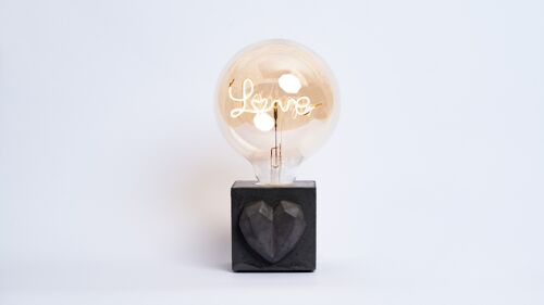 LAMPE LOVE - Béton coloré Anthracite - Ampoule Love