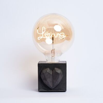 LAMPE LOVE - Béton coloré Anthracite - Ampoule Love