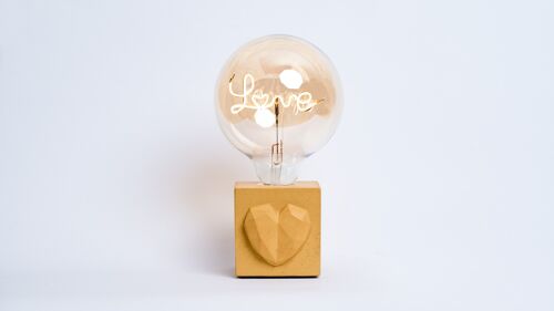 LAMPE LOVE - Béton coloré Jaune - Ampoule Love