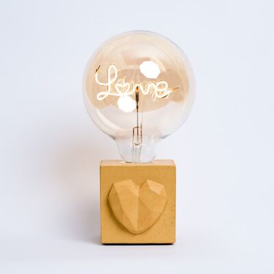 LAMPE LOVE - Béton coloré Jaune - Ampoule Love
