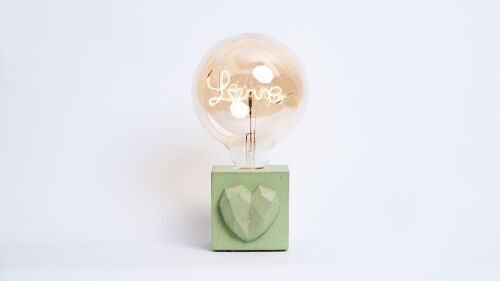 LAMPE LOVE - Béton coloré Vert - Ampoule Love