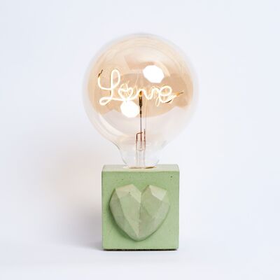 LAMPE LOVE - Béton coloré Vert - Ampoule Love