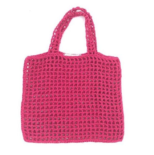 sustainable children's bag made of organic cotton - fuchia pink - handmade in Nepal - crochet bag