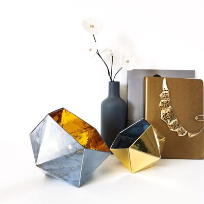 cajas de origami de mármol gris azulado reflejos dorados / dorados