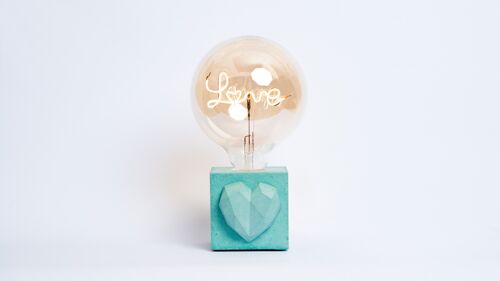 LAMPE LOVE - Béton coloré Turquoise - Ampoule Love