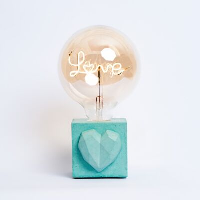 LOVE LAMP - Turquoise colored concrete - Love bulb