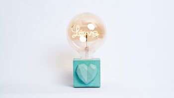 LAMPE LOVE - Béton coloré Turquoise - Ampoule Love 1