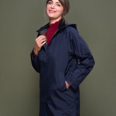 Navy Oxford 3/4 Length Waterproof Coat