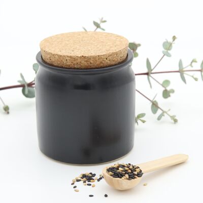 Ceramic jar with cork - black