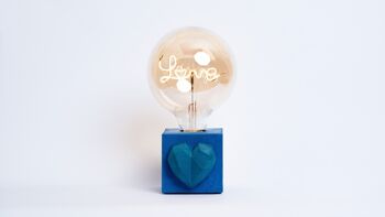 LAMPE LOVE - Béton coloré Bleu Pétrole - Ampoule Love 1