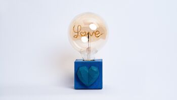 LAMPE LOVE - Béton coloré Bleu Pétrole - Ampoule Love 2