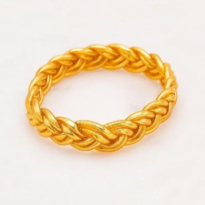 Bracciale rigido buddista a doppia treccia taglia XS - Oro