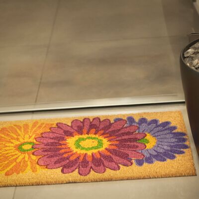 HANGIT| Sumeru Collection| Coir Door Mat 45 x 75 x 1.50 cm | PVC backed antislip door mat for main door, shop, office home(Floral Hue)
