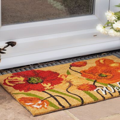 HANGIT| Sumeru Collection| Coir Door Mat 45 x 75 x 1.50 cm | Eco-friendly coir door mat for indoor & outdoor (Floral Welcome)