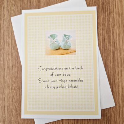 Tarjeta de felicitación divertida y grosera para un nuevo bebé - Kebab mal embalado